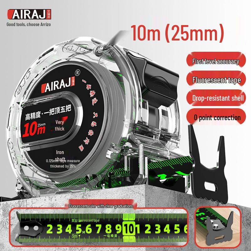 Fluorescent Tape Measure: 5m, 7.5m, 10m, Wide, Thick, Wear-Resistant, Drop-Proof, High-Precision Ruler.