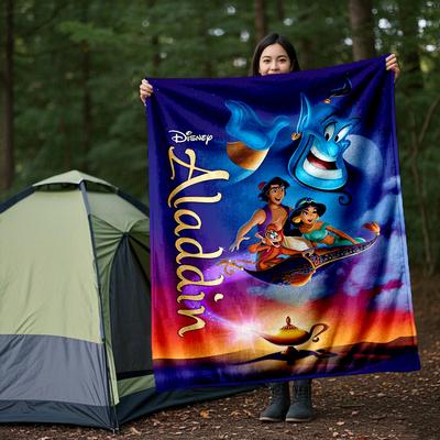 1pc, Disney Aladdin Cartoon Blanket Festive Holiday Gift for Friend Soft Throw Blanket, Outdoor Blankets, Living Room, Travel, Camping
