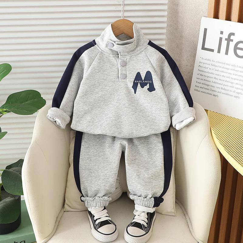 Children's Set Spring and Autumn Boys' Sports and Leisure Two-piece Set Baby Clothes Spring Clothing Korean Hoodie Set