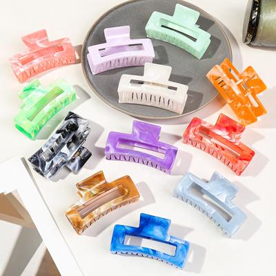 6 Pcs Marbled Hair Claw Clips for Women Grils,3.4 In Hair Clip for Thick Hair,Rectangle Styling Accessories