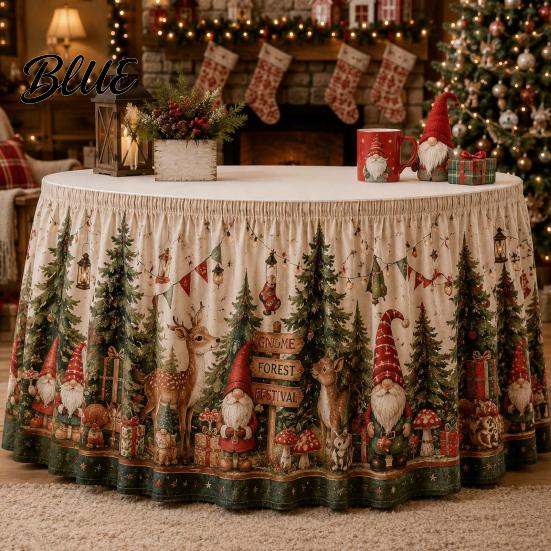 Festive Table Shield with Santa Skirt 70.9×29.5 Events Christmas for Holiday Inch Apron Gnome Reindeer