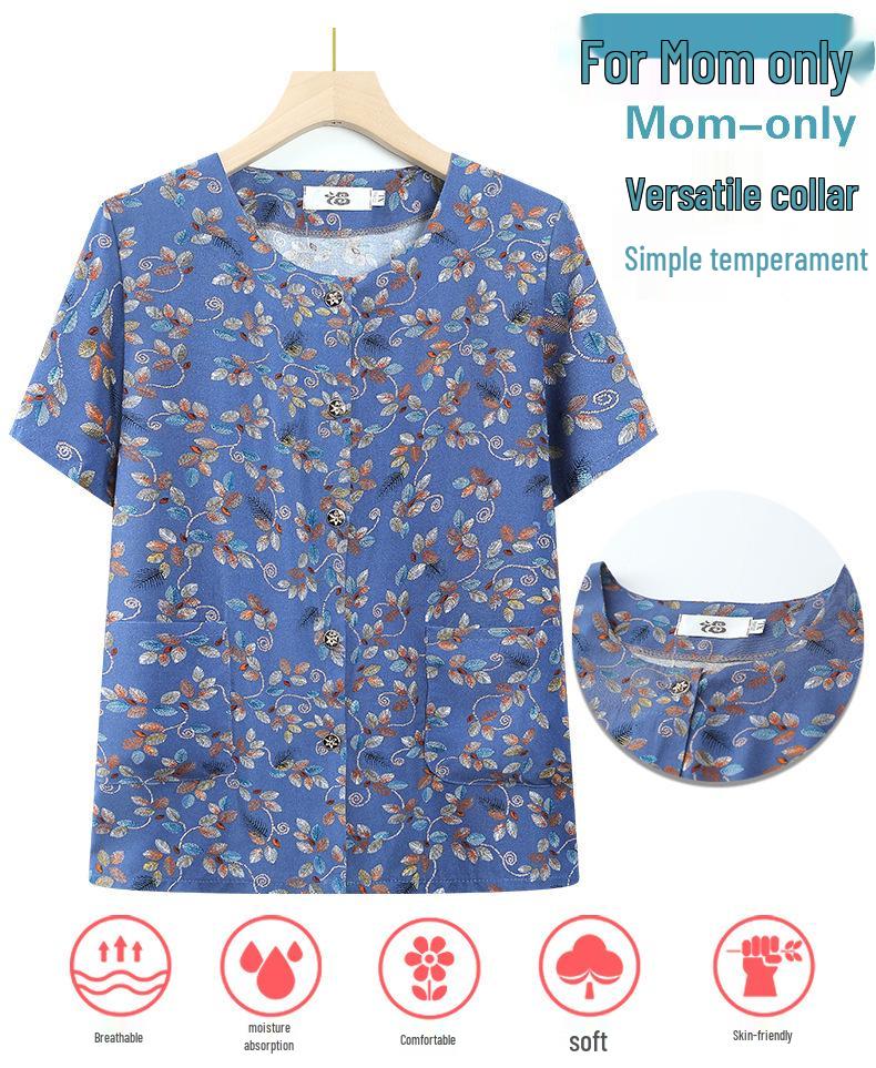 Set Pigiama Estivo Floreale con Pantaloncini e Cardigan per Donne Anziane