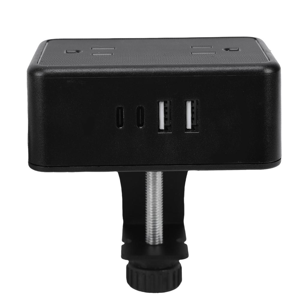 Desk Clamp Power Strip Desktop Mount Charging Station with 4 Outlets 4 USB Ports(2 USB C) 6.56ft for 3mm 45mm Thickness