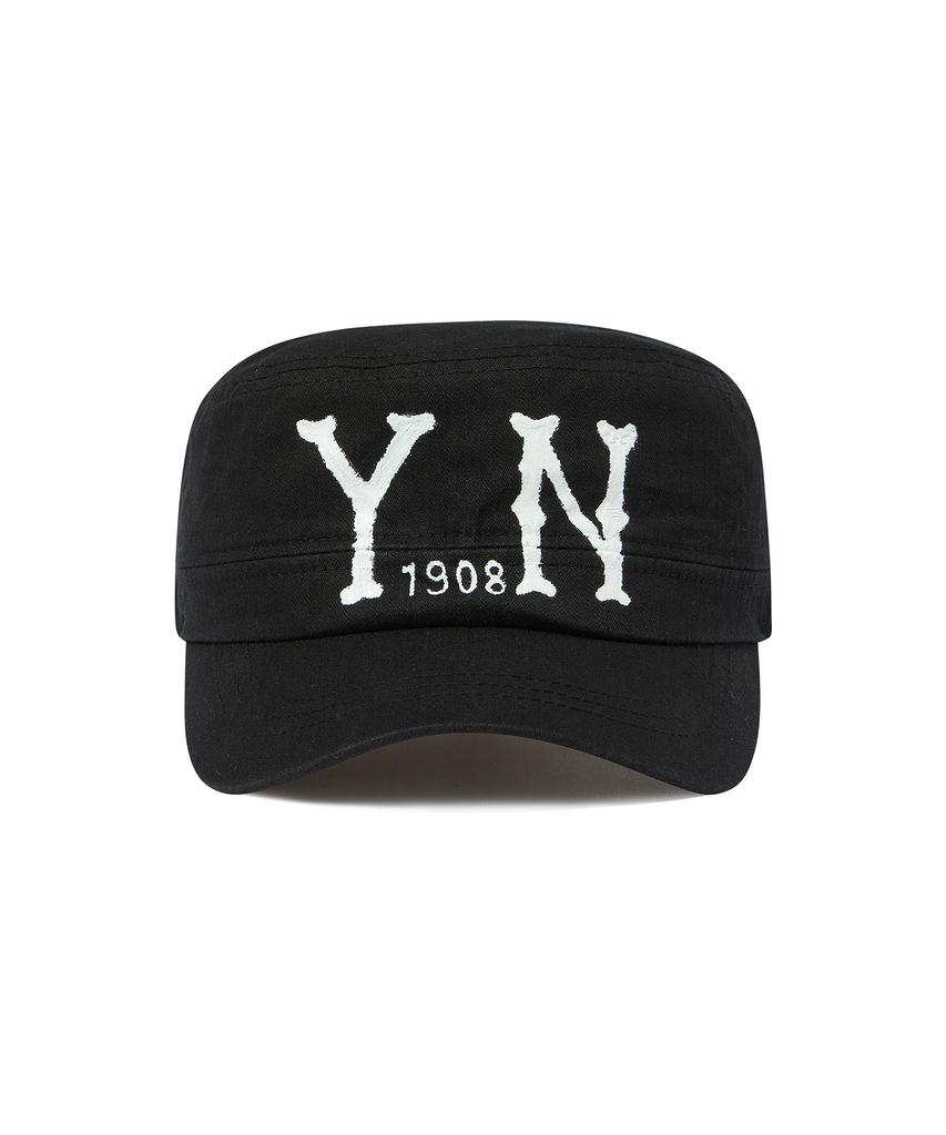 BEYOND CLOSET [Collection Line] Hand-Printed Washed Cotton Military Cap Black