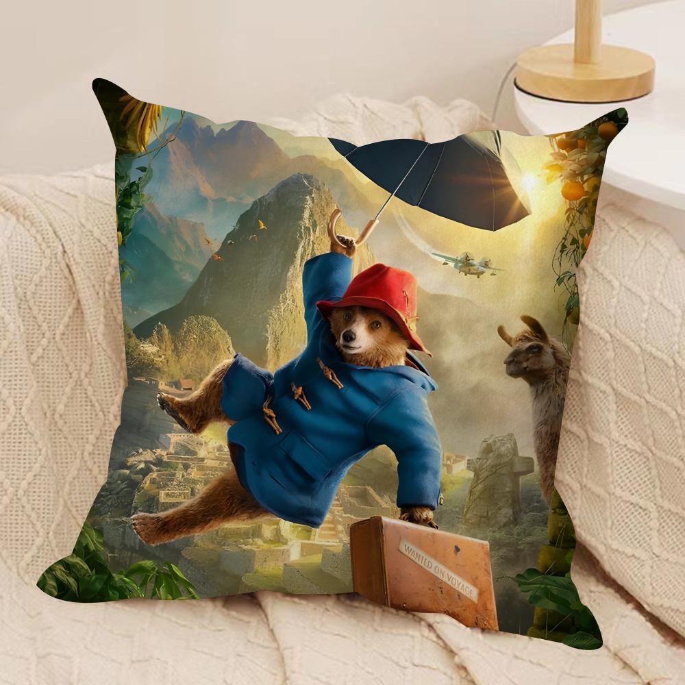 Cute Bear Cushion Cover Silky Short Plush Double-Sided Printed Pillow Case for Sofa All Seasons Home Decor Gift