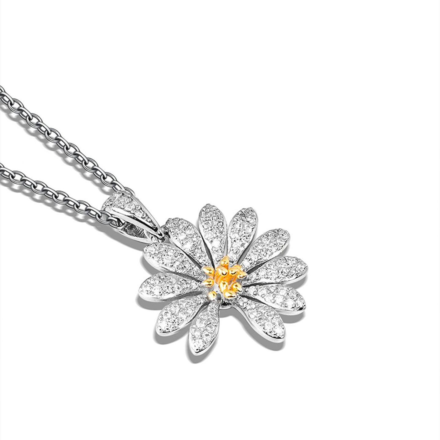 

2026 Daisy Point Diamond Pendant Trendy Man Small Floral Zircon Light Luxury Necklace Woman 45CM