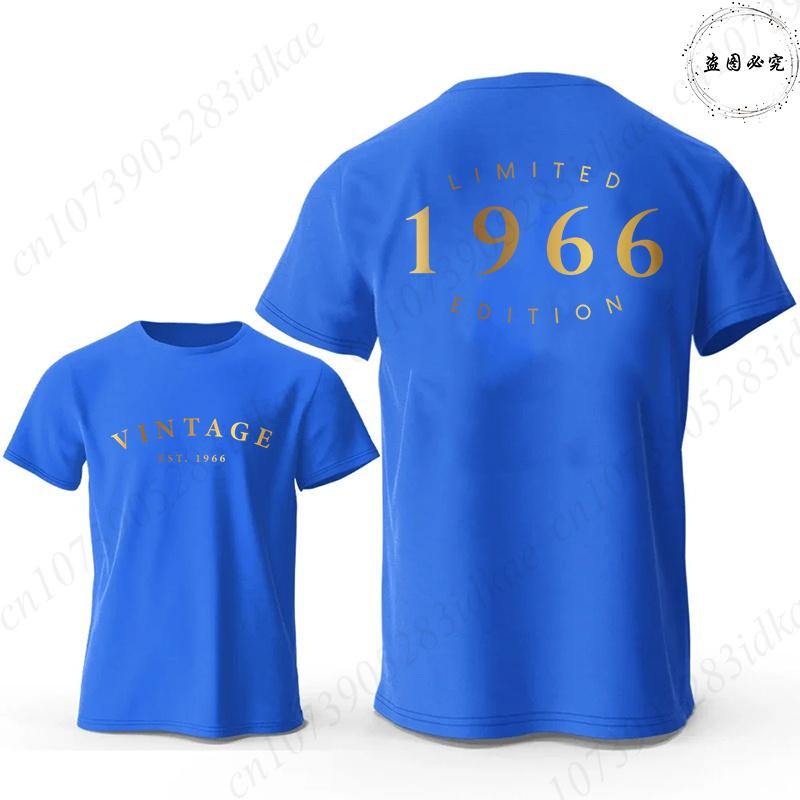 Vintage Est 1966 Limited Edition 60th Birthday Tees Mens Oversized O Neck Short Sleeve Tshirts Fashion Graphic Male Clothing