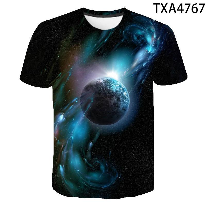 

New Fashion Space Planet Space Galaxy Men s and Women s Summer Casual Short Sleeve 3D Printed T-shirt XXS