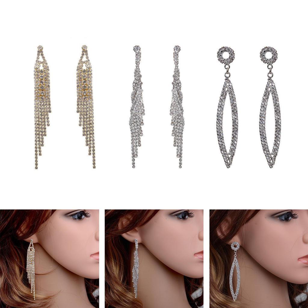 Drop Earrings Dangle Chic Sparkly Women Lady Stylish Elegant Jewelry Stud Long
