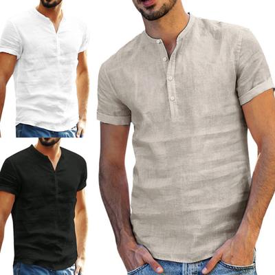 Shirt Short Sleeve Breathable Casual Men Single-breasted Shirt for Daily Life