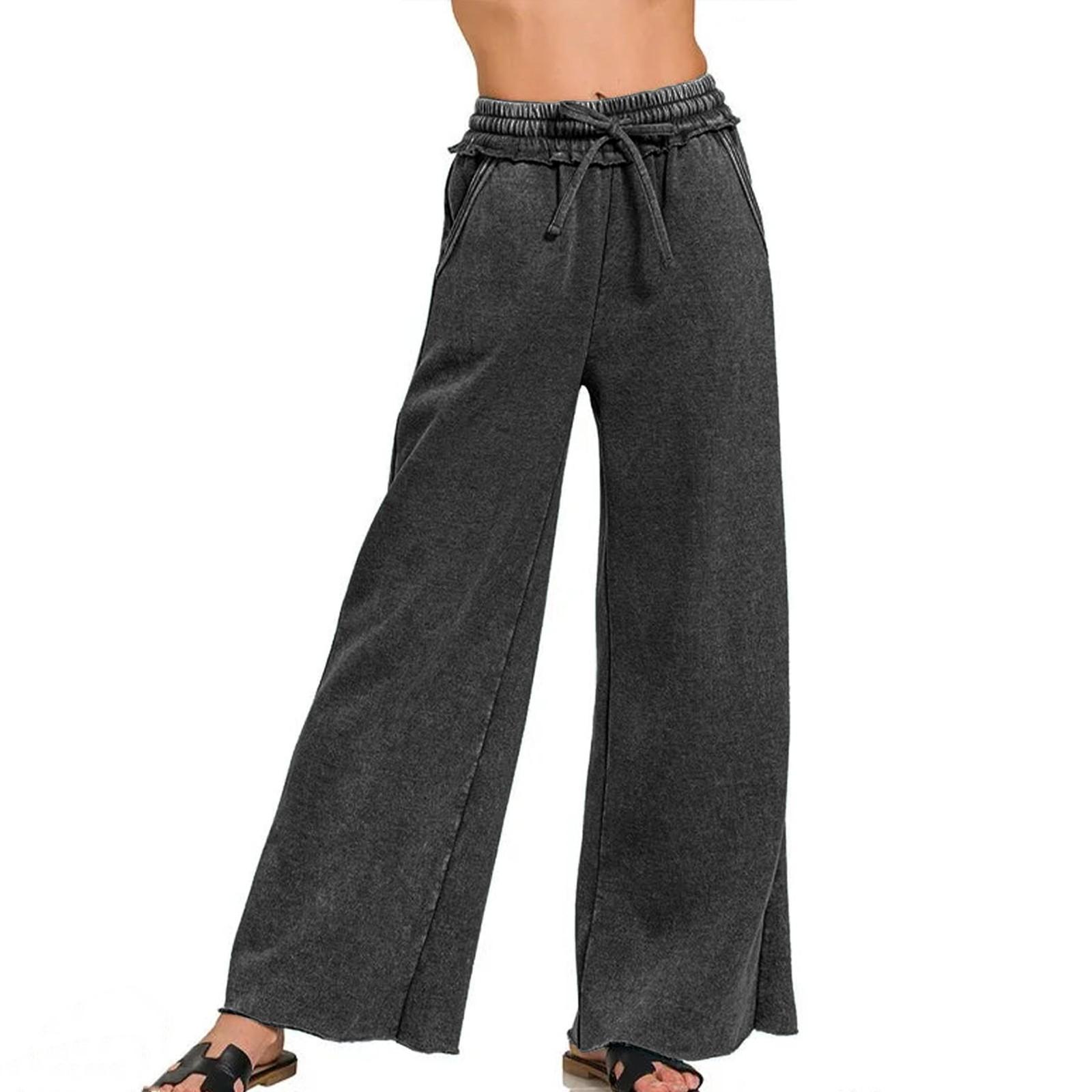 

Women s Fashion Solid Color Casual Pants L чорний
