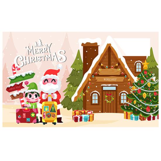 Xmas Tree Santa Claus Banner Background Party Decoration Vibrant Color Wear Resistant Christmas Backdrop Banner