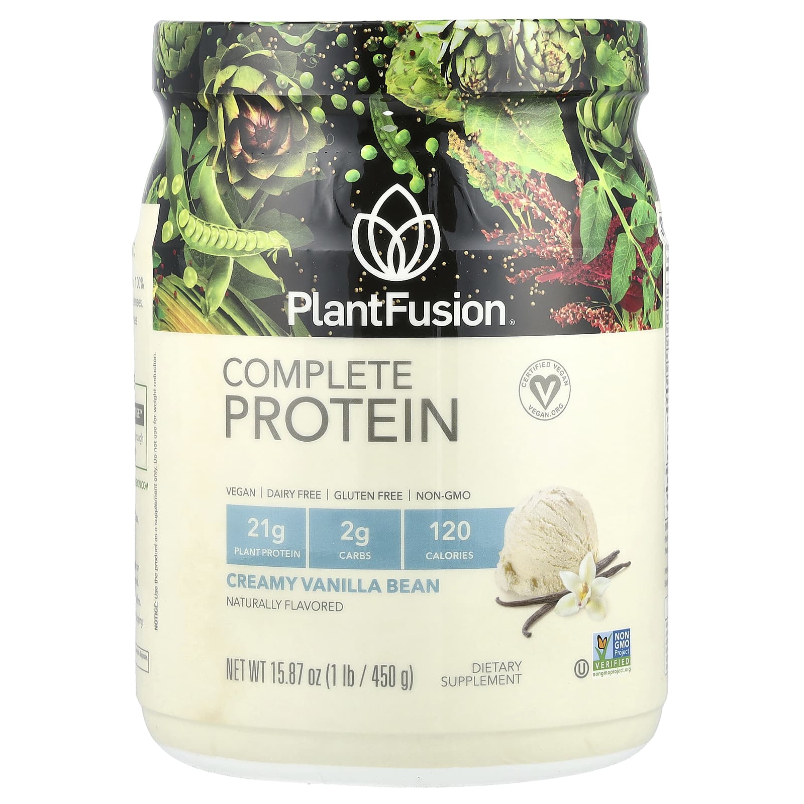 

PlantFusion, Complete Protein, Creamy Vanilla Bean, 1 lb (450 g)
