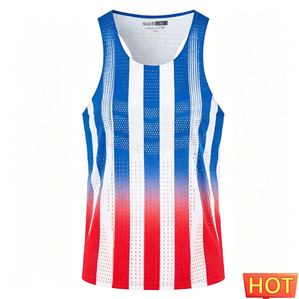 Marathon Sports Men Women's Vest Men's T-shirts Tank Tops Stripe Gradient Men's Running Vest Breathable Men's Sleeveless T-shirt