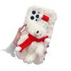 Plüsch-Weihnachtsbär für IPhone 16 Promax für Apple 15 Handyhülle Herbst/Winter 14 Weich X Niedlich 8plus