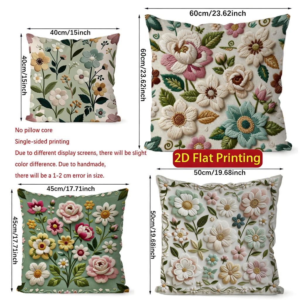 2D Vintage Floral Embossed Style Throw Pillow Covers Pattern Cushion Cover Suitable For Sofa Bedroom Car Pillow Cover