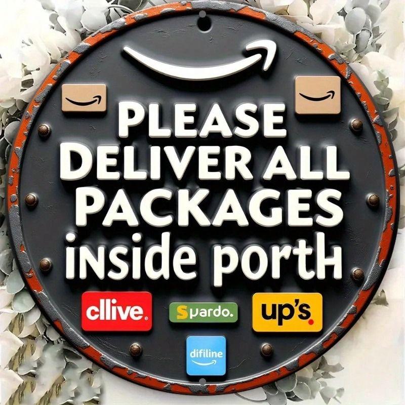 

Vintage 8 Inch Metal Tin Sign Round Parcel Notice Poster for Kitchen Wall