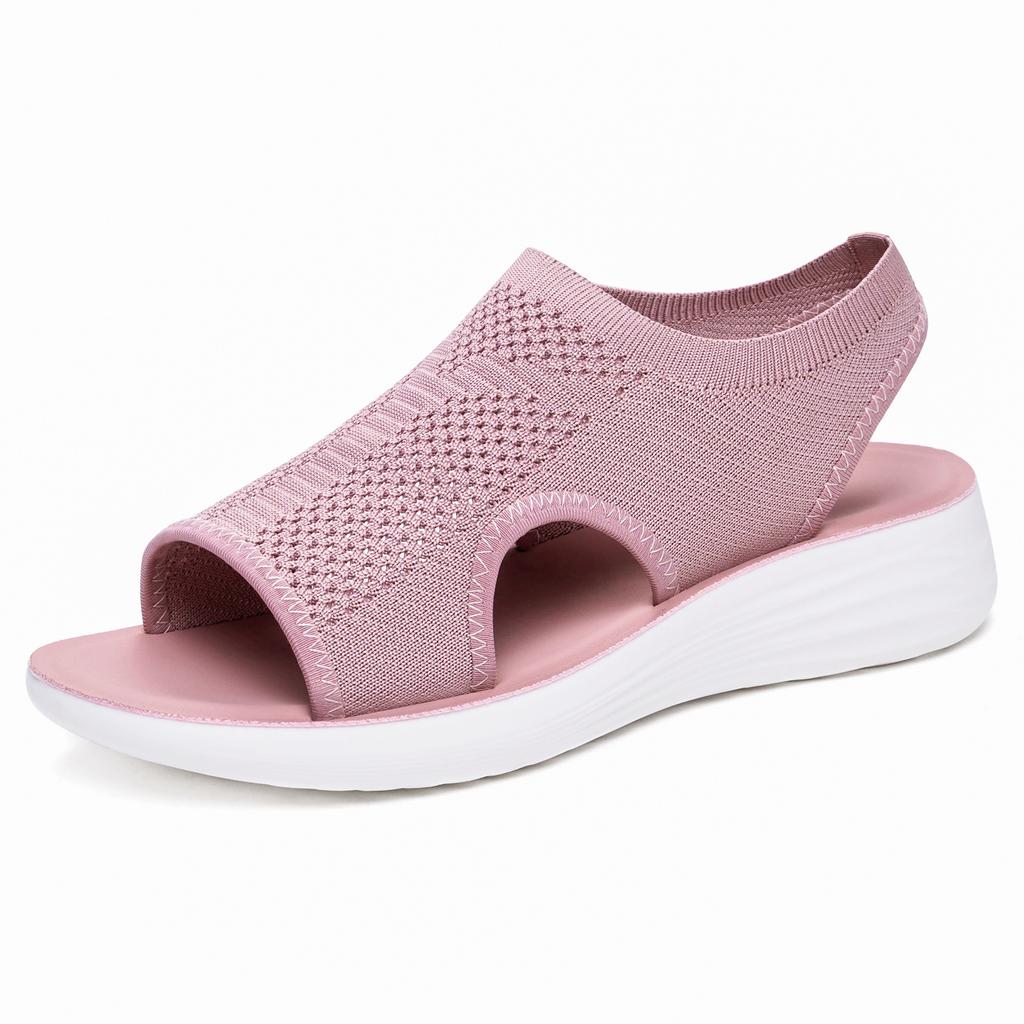 Women'S Shoes Summer Fashion Casual Beach Shoes Women'S Sleeve Flying Sandals Flat Bottom Hollow-Toed Roman Shoes