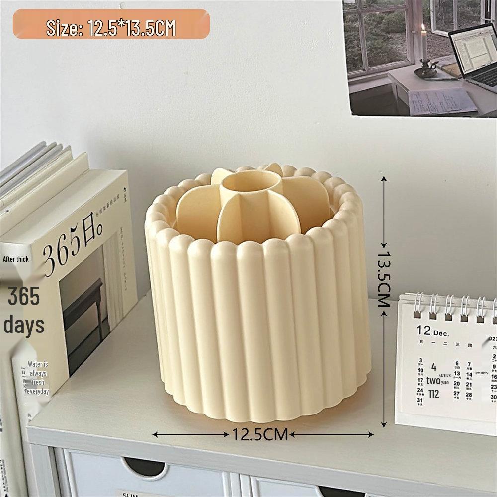Rotating Dust-Proof Cosmetic Organizer: Makeup Brush Holder, Lipstick & Eyeshadow Storage, Desk Pen Holder