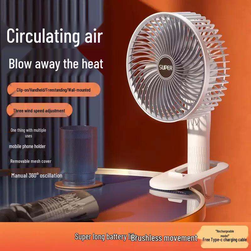 

USB Rechargeable Mini Fan: Portable, Handheld, Desktop, Wall-Mounted for Dorms & Outdoors 16*12.5*29 cm