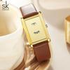 Women Rectangle Quartz Wristwatch Leather Strap Date & Minute Display Dress Daily Watch