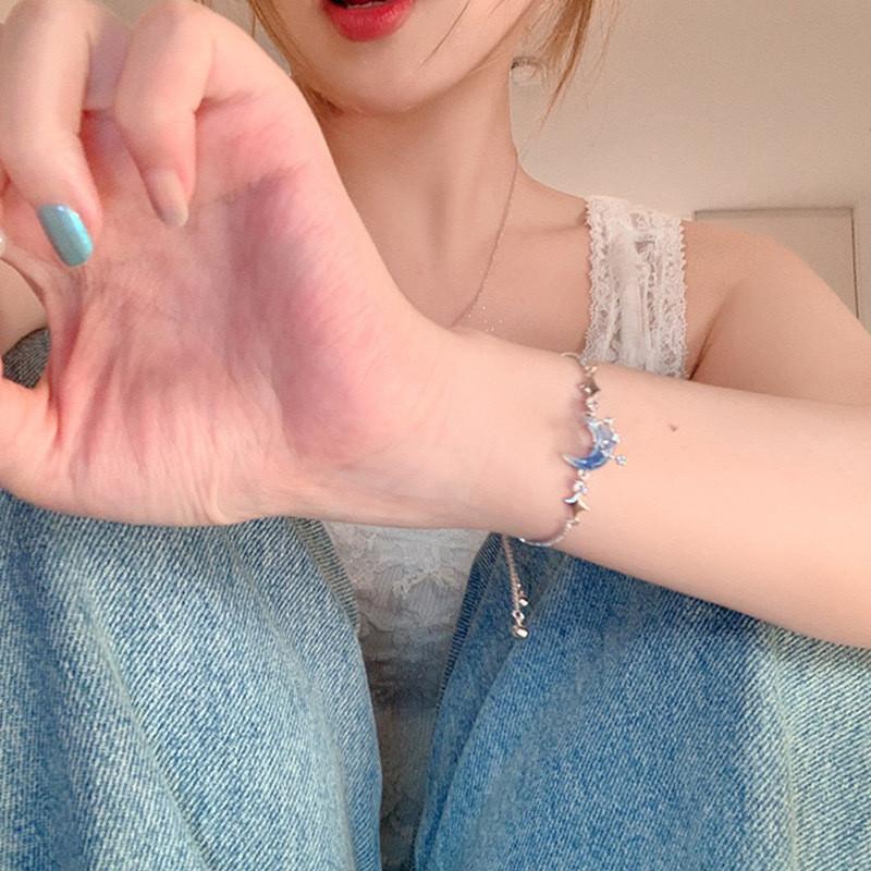 Moon Chic Blue Star Bracelet For Women Sweet Adjustable Girls Accessories Hand
