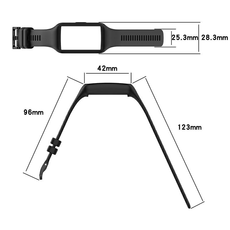 Integrated Soft Silicone Watchband Bracelet Wrist Strap Replacement for Huawei Band 6/Band 7/Honor Band 6