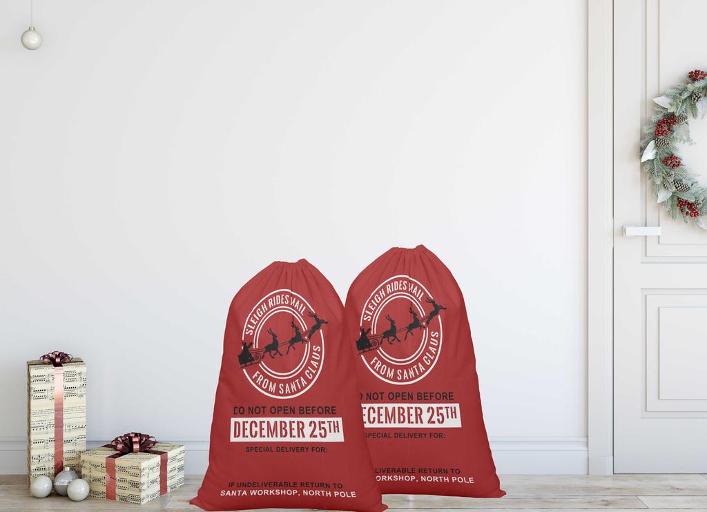 Printtoo Pack Of 2 Drawstring Special Delivery Extra Large Size Christmas Sack Re-Usable Xmas Present Storage 27x20 Inch