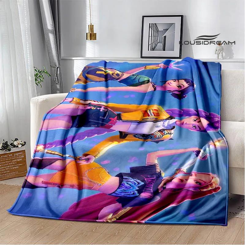 KPop Dämonenjäger Cartoon-Druckdecke Picknickdecke Warme Flanelldecken Heim-Bettbezüge Decken für Betten Geburtstagsgeschenk