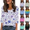 343/4 Sleeve Shirts For Women Cute Print Graphic Tees Blouses Casual Plus Size Basic Tops Pullover