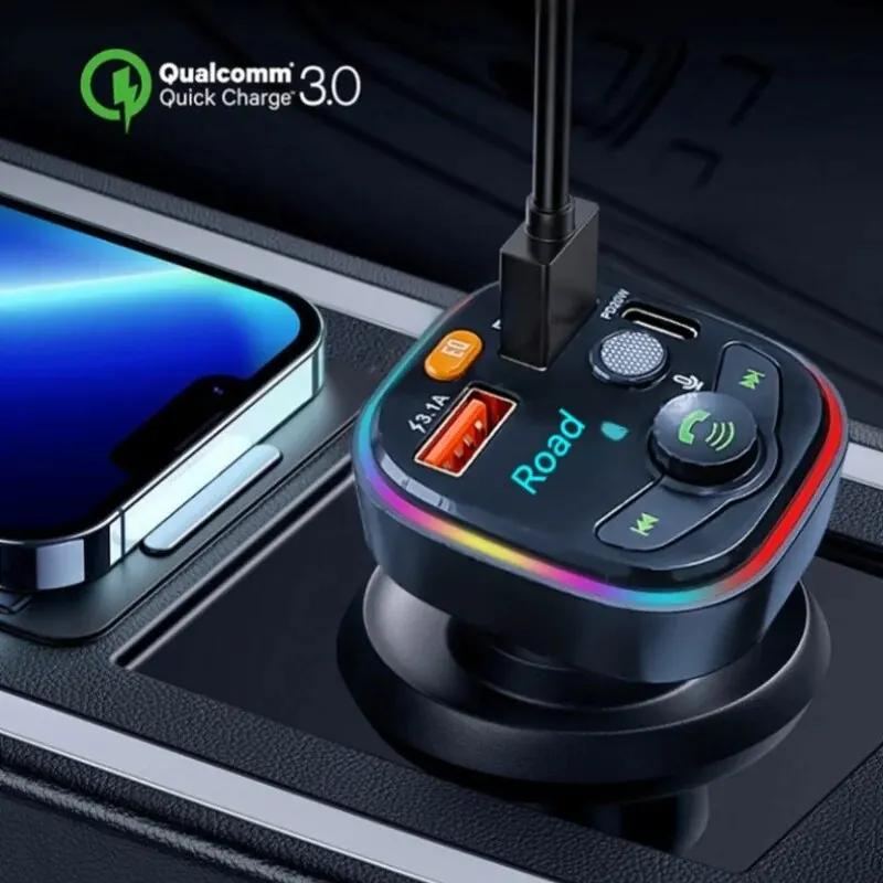 Car Charger Fast Charging Wireless 5.0 Handsfree Car MP3 Player FM Transmitter Type C PD 18W 3.1A Dual USB Car Kit FM Modulator