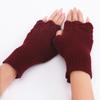 Knitted Half Finger Gloves Stretchy Warm Gloves Fingerless Thumb Hole Gloves