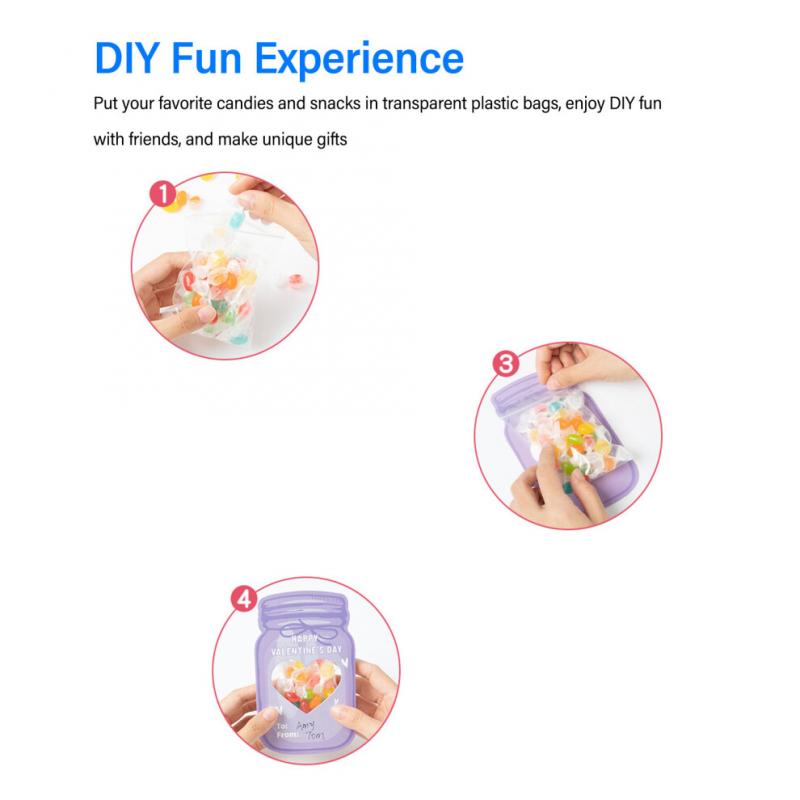 Kids Valentines Cards Set - 30 Jar Designs with Adhesive & Bags