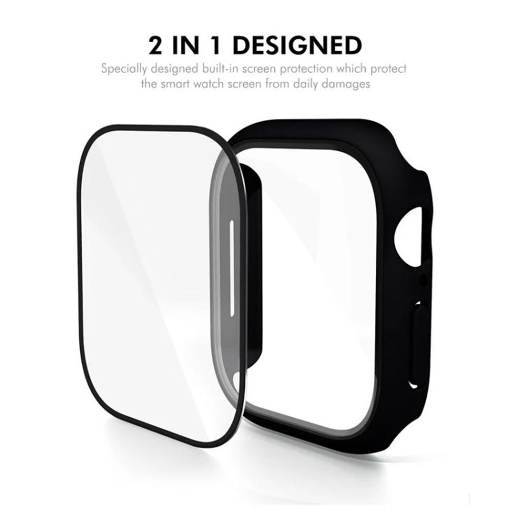 WANLONFENG For Apple Watch Series 10 46mm Watch Case PC Frame with Tempered Glass Screen Protector