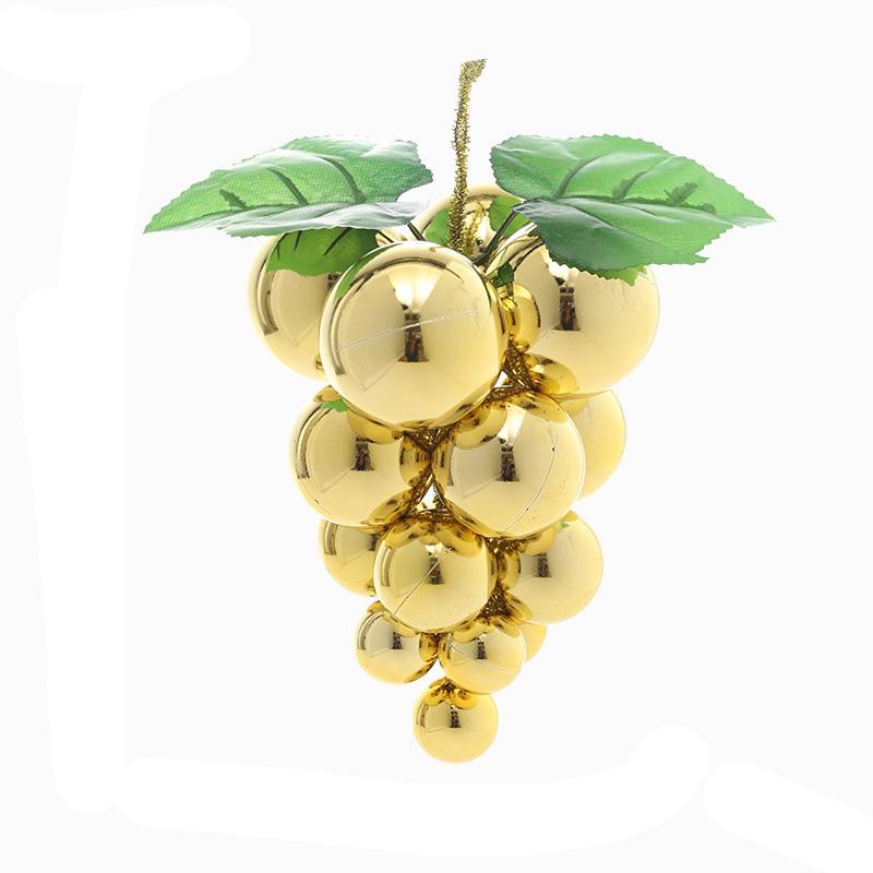 

1 шт. Искусственные фрукты Декор елки Рождественский шар Сделай сам Подвесное украшение Реалистичный Искусственный виноград Зеркальная поверхность Пластик M золотой