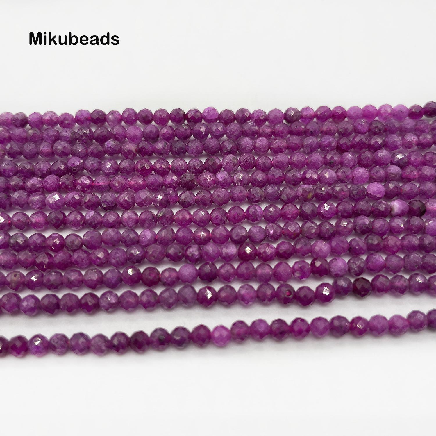 Натуральные рубиновые круглые граненые бусины россыпью 3 мм 4 мм 6 мм для изготовления ювелирных изделий DIY Браслеты Ожерелье Нить Подарок 38 см 3mm 1 strand