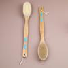Bristle Shower Brush with Non-slip Long Wooden Handle Exfoliating Massage Scrubber for Back Foot Body Bathing