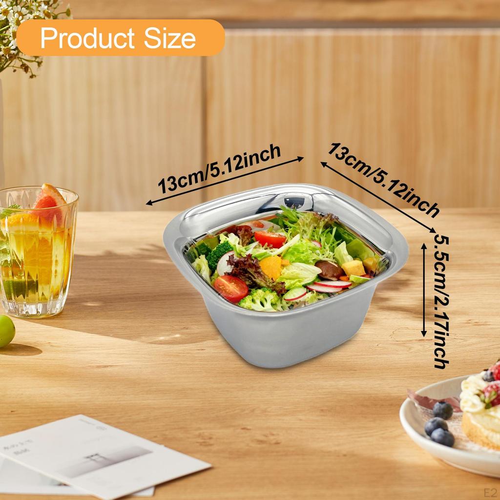 Stainless Bowl Snack Prep Container Reusable Appetizer Serving Tray Salad Seasoning Dish