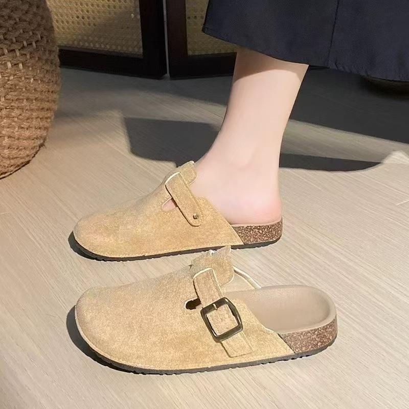 Women'S Retro Cork Footbed Clogs Mules Closed Toe Flat Non-Slip Slip-On Shoes Comfortable Casual Outdoor Sandals