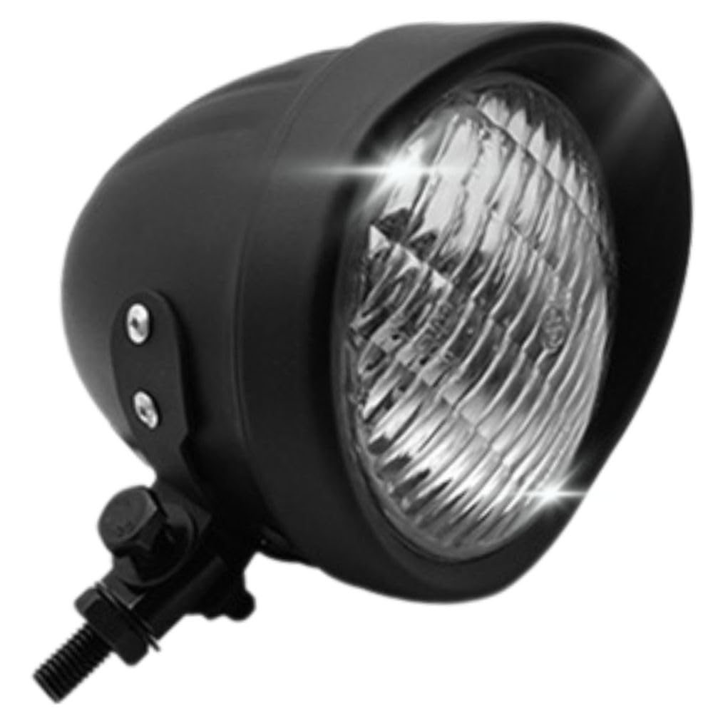 

American Custom Bates Slit Bullet with H4 Universal Lens one+lifestyle Old-Style Headlights, Shape, Visor, 4.5-inch, Bulb, Fit, Black/Silver Body,
