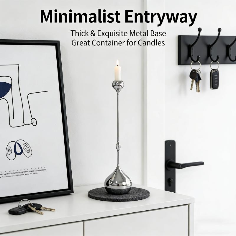 3Pcs Silver Candle Holder, Metal Candlestick Romantic Art Table Decoration For Home Dining , Wedding Photography Props