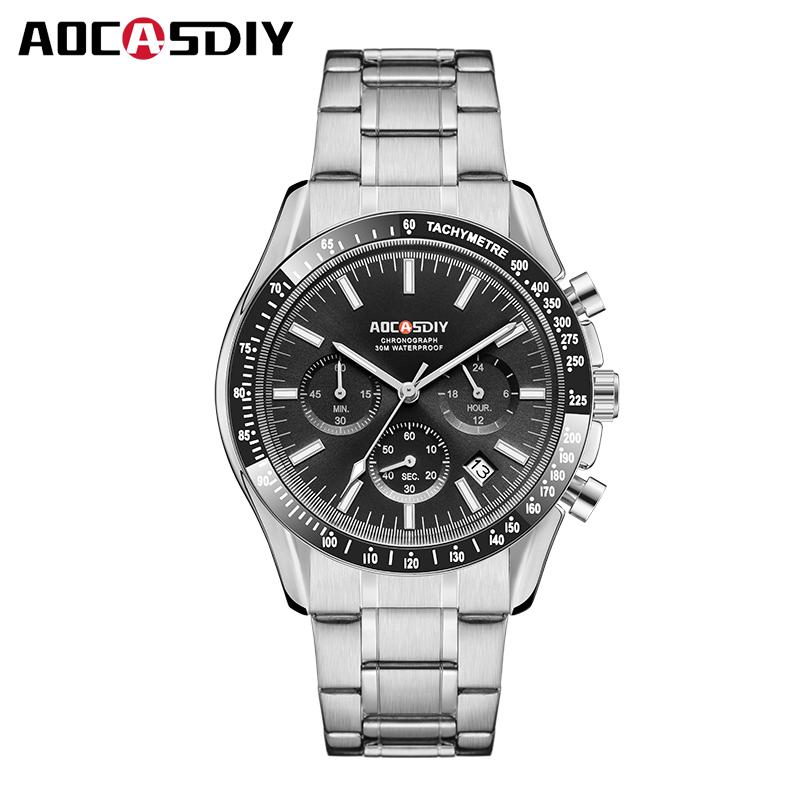 Men's Watches Luxury Round Quartz Wristwatch Waterproof Chronograph Watch for Men Auto Date Clock