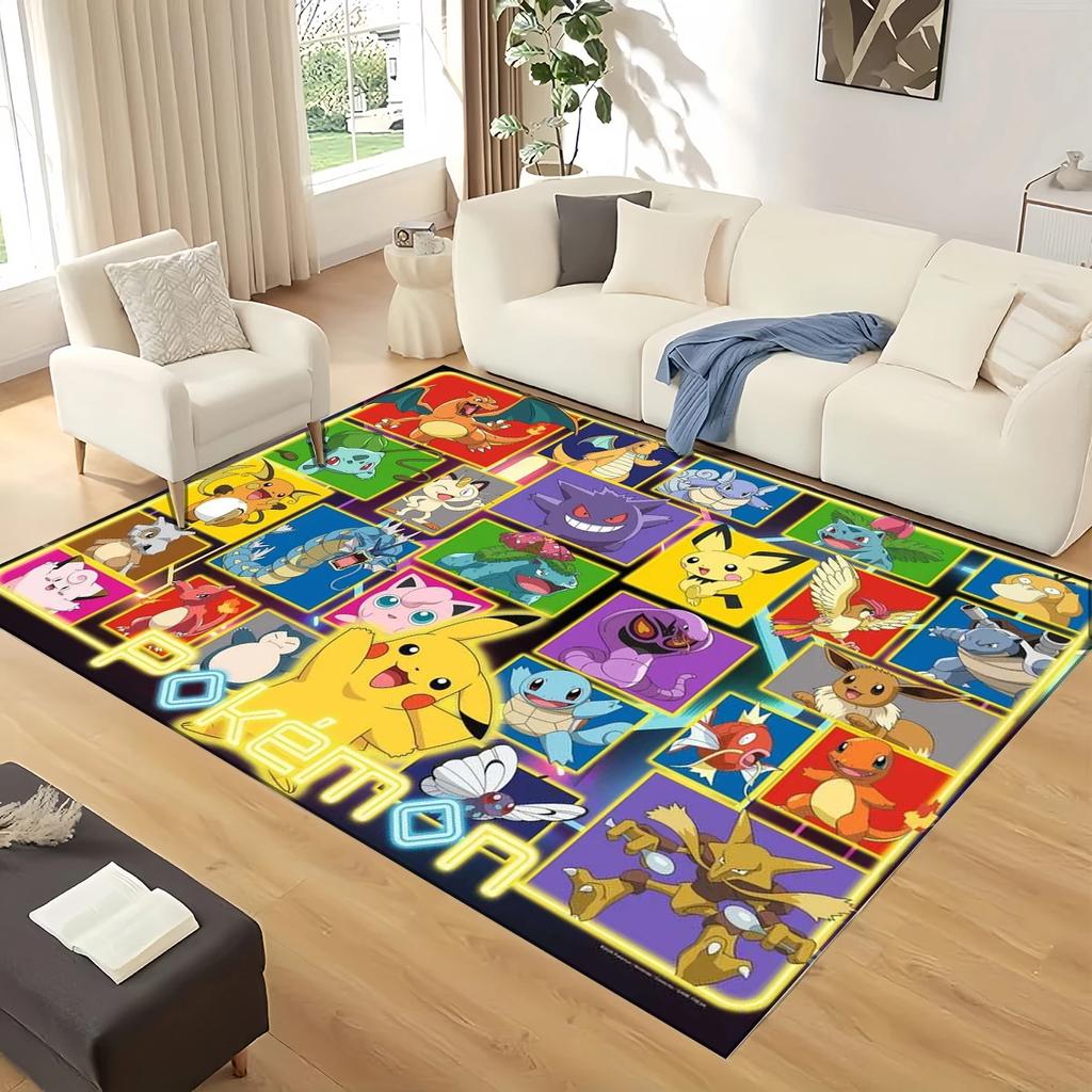 Pokemon Pikachu Cartoon Carpet Rug for Living Room Bedroom Home Sofa Decoration,kids Non-slip Floor Mat Christmas Gift