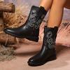Fashion Ladies Shoes Slip-on Women's Boots New Embroidery Modern Boots Women High Quality Plus Size Mid-Calf Boots