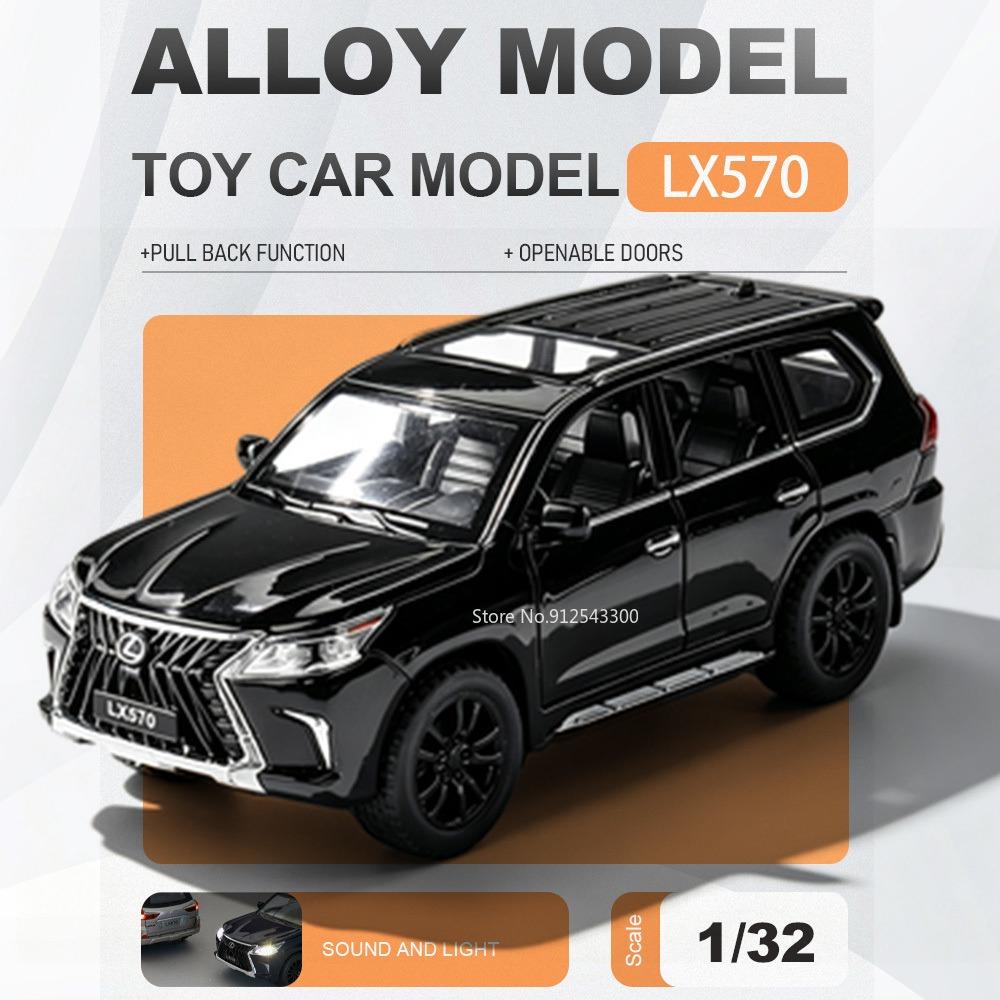 1:32 Scale LX570 X3M Car Model Toy Doors Opened Sound Light Models Pull Back Alloy Diecast Vehicle for Enthusiasts Surprise