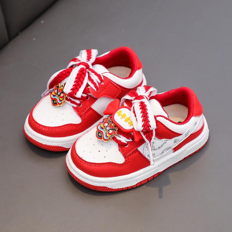 2026 Baby Walker Shoes: Red Non-slip Soft Sole, Unisex, Closed-toe for Toddlers Aged 1-3.