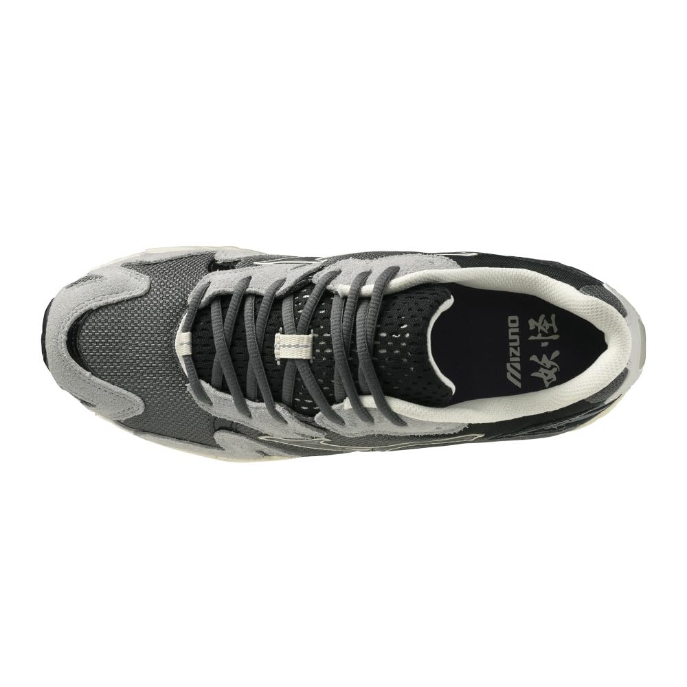 Mizuno Wave Rider 10 Casual Dark and Lime Size 2E Sneakers, Gray, Black, Yellow, 23.5 Cm,