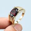 Unisex Damen Herren Oval Roter Stein Ringe Für Frauen Männer Goldfarbe Luxus Zirkon Eheringe Verlobungsring Party Schmuck Geschenke