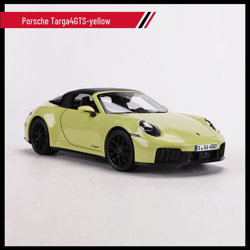 

Майсто 1:18 Коллекционная модель автомобиля Porsche 911 Targa 4 GTS из сплава жёлтый