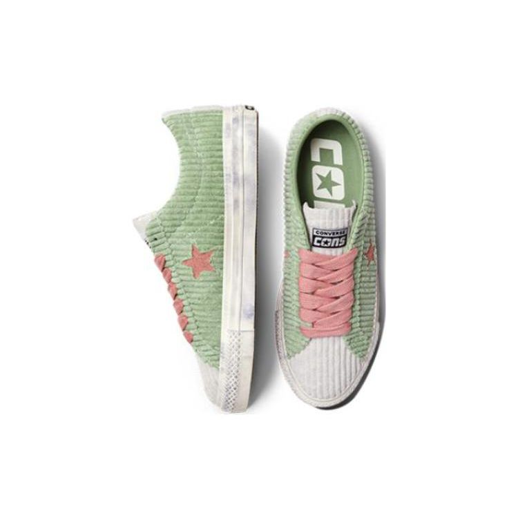 Converse One Star Pro Corduroy Comfortable Trendy Low-Top Canvas Shoes Unisex Sneakers Green Pink A03755C